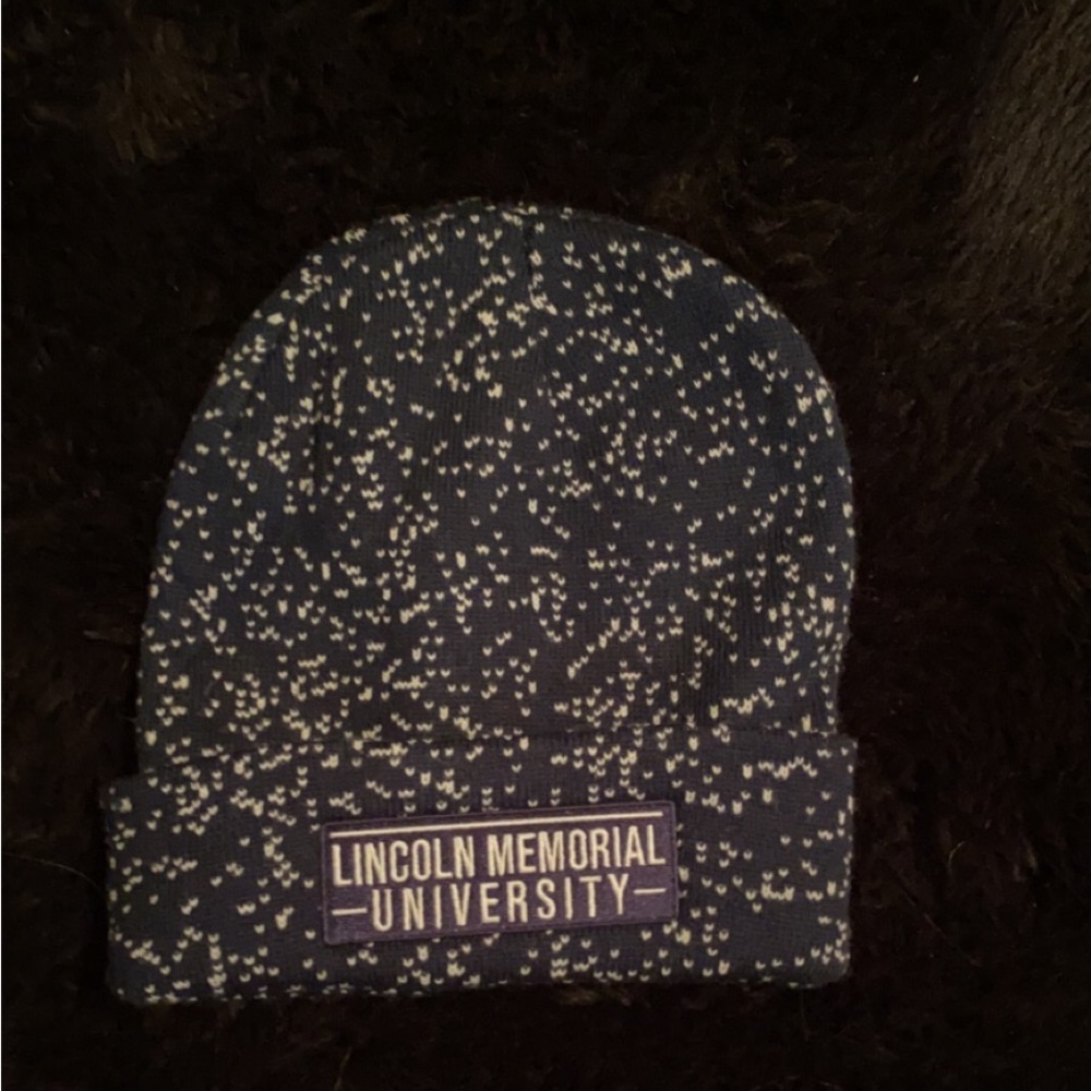 navy and white beanie